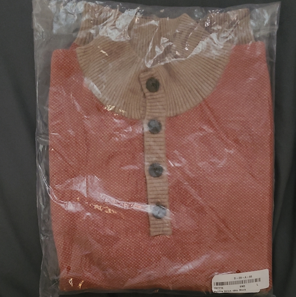 Tom James Pink and Cream Button-Up Sweater